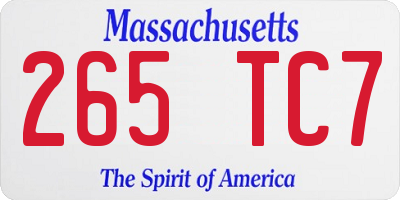 MA license plate 265TC7