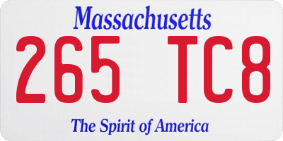 MA license plate 265TC8
