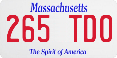 MA license plate 265TD0