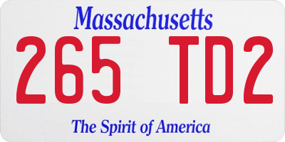 MA license plate 265TD2