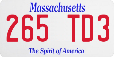 MA license plate 265TD3