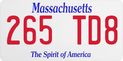 MA license plate 265TD8