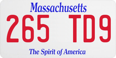 MA license plate 265TD9