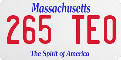 MA license plate 265TE0