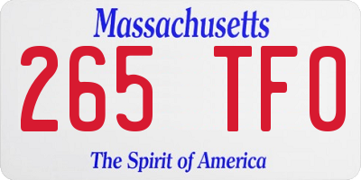 MA license plate 265TF0