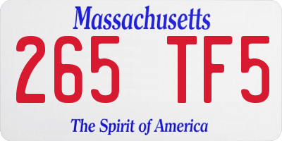 MA license plate 265TF5