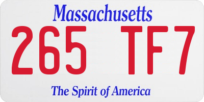 MA license plate 265TF7