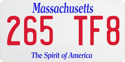 MA license plate 265TF8
