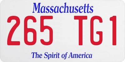 MA license plate 265TG1