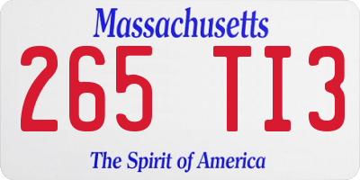 MA license plate 265TI3