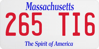 MA license plate 265TI6