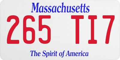 MA license plate 265TI7