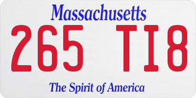 MA license plate 265TI8