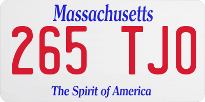 MA license plate 265TJ0