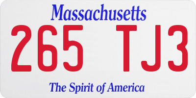 MA license plate 265TJ3