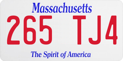 MA license plate 265TJ4