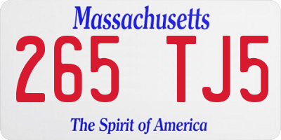MA license plate 265TJ5