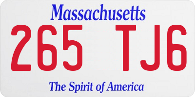 MA license plate 265TJ6