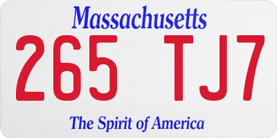 MA license plate 265TJ7