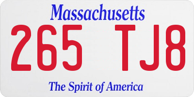MA license plate 265TJ8