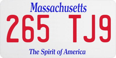 MA license plate 265TJ9