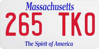 MA license plate 265TK0