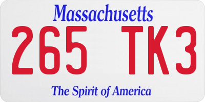 MA license plate 265TK3