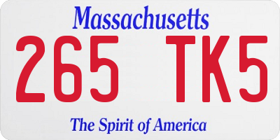 MA license plate 265TK5