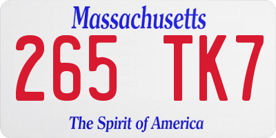MA license plate 265TK7