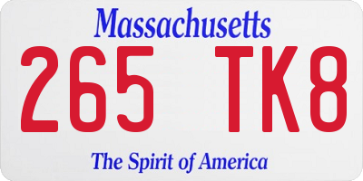 MA license plate 265TK8