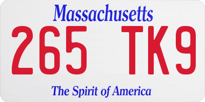 MA license plate 265TK9