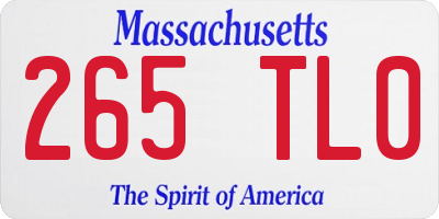 MA license plate 265TL0