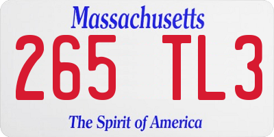 MA license plate 265TL3