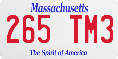 MA license plate 265TM3