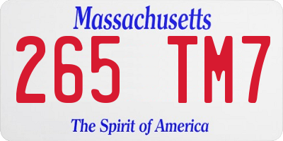 MA license plate 265TM7