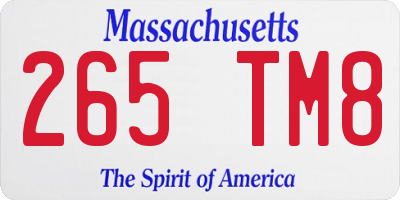MA license plate 265TM8