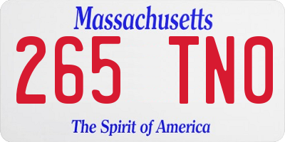 MA license plate 265TN0