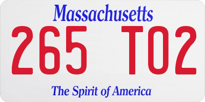 MA license plate 265TO2