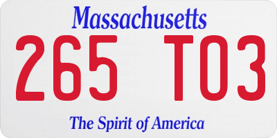 MA license plate 265TO3
