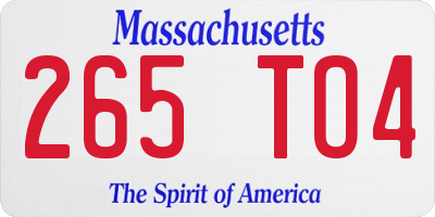 MA license plate 265TO4
