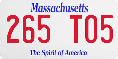 MA license plate 265TO5