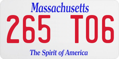 MA license plate 265TO6