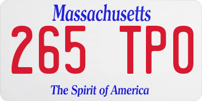 MA license plate 265TP0