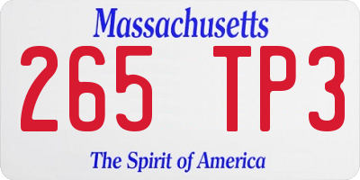 MA license plate 265TP3