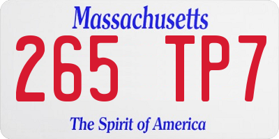 MA license plate 265TP7