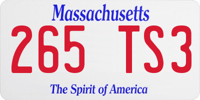 MA license plate 265TS3