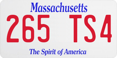 MA license plate 265TS4