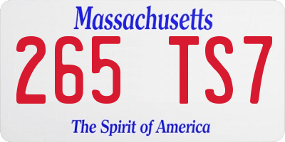 MA license plate 265TS7