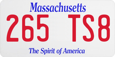 MA license plate 265TS8