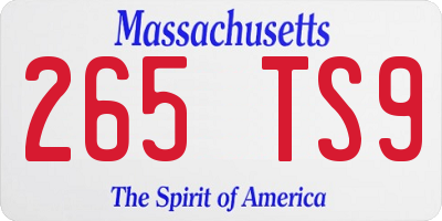 MA license plate 265TS9